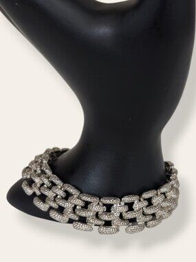V. Silver Tone Textured Link Bracelet